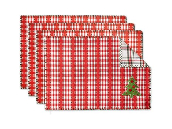 DII Jolly Christmas Tree Reversible Placemat Set
