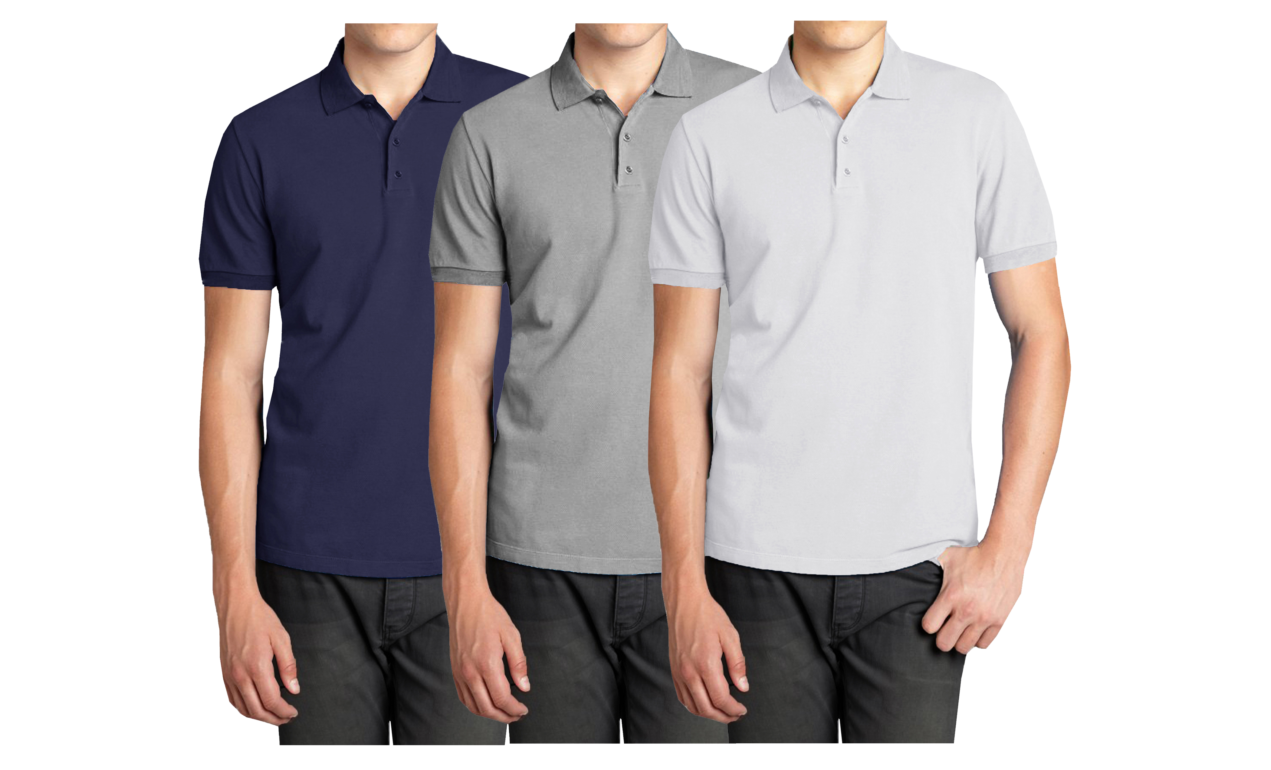 Mens 3PK S/S Pique Polo Shirts - Gallery 17