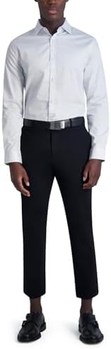 Karl Lagerfeld Paris Men's Dobby Polka Dot Long Sleeve Dress Shirt, White/Blue