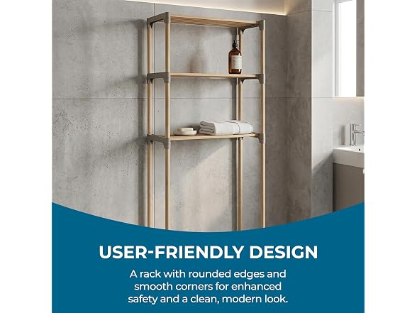 Over-the-Toilet Bathroom Storage Shelf, Wood, Natural, 3-Tier