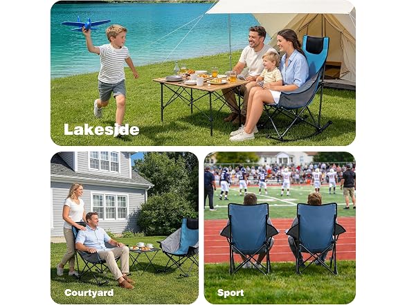 SUNNYFEEL Blue Rocking Camping Chair 500lbs