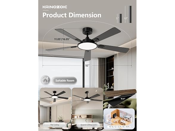 Kainozoic 52in Ceiling Fan Dual Finish