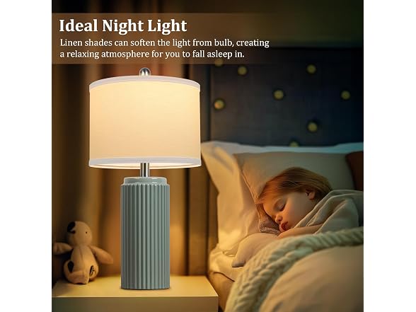 TOBUSA 23.5" Green Ceramic Table Lamps Set of 2