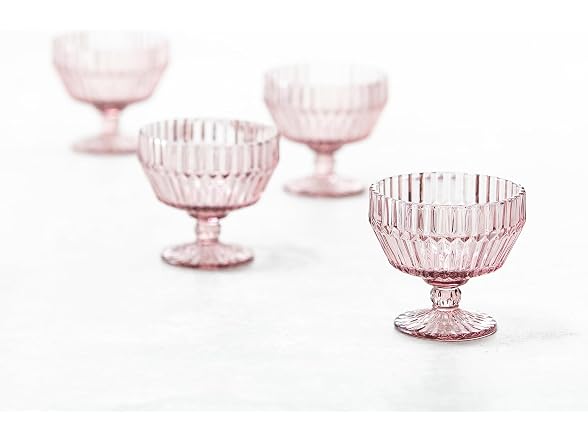 Fortessa Archie Glass Footed Dessert Bowl, 10 Ounce, Pink