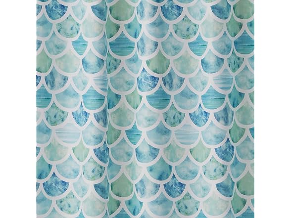 SKL Home Coastal Ocean Watercolor Scales Shower Curtain