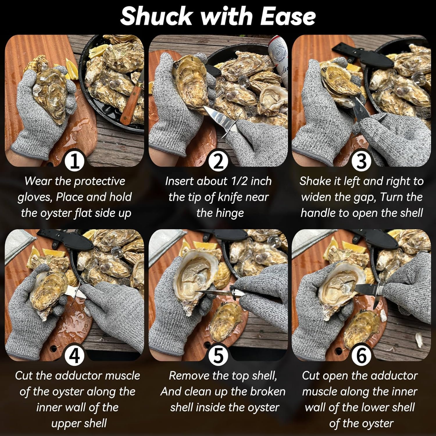 2 Set Oyster Shucking Knives with Gloves - Gallery 11