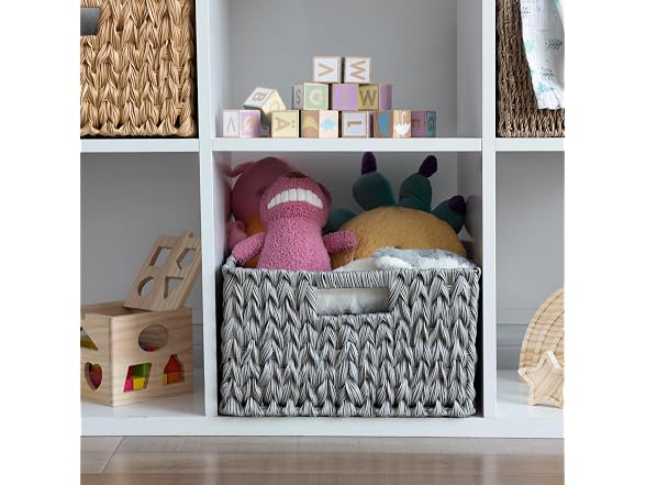 CROS Large Waterproof Woven Plastic Storage Basket Grey
