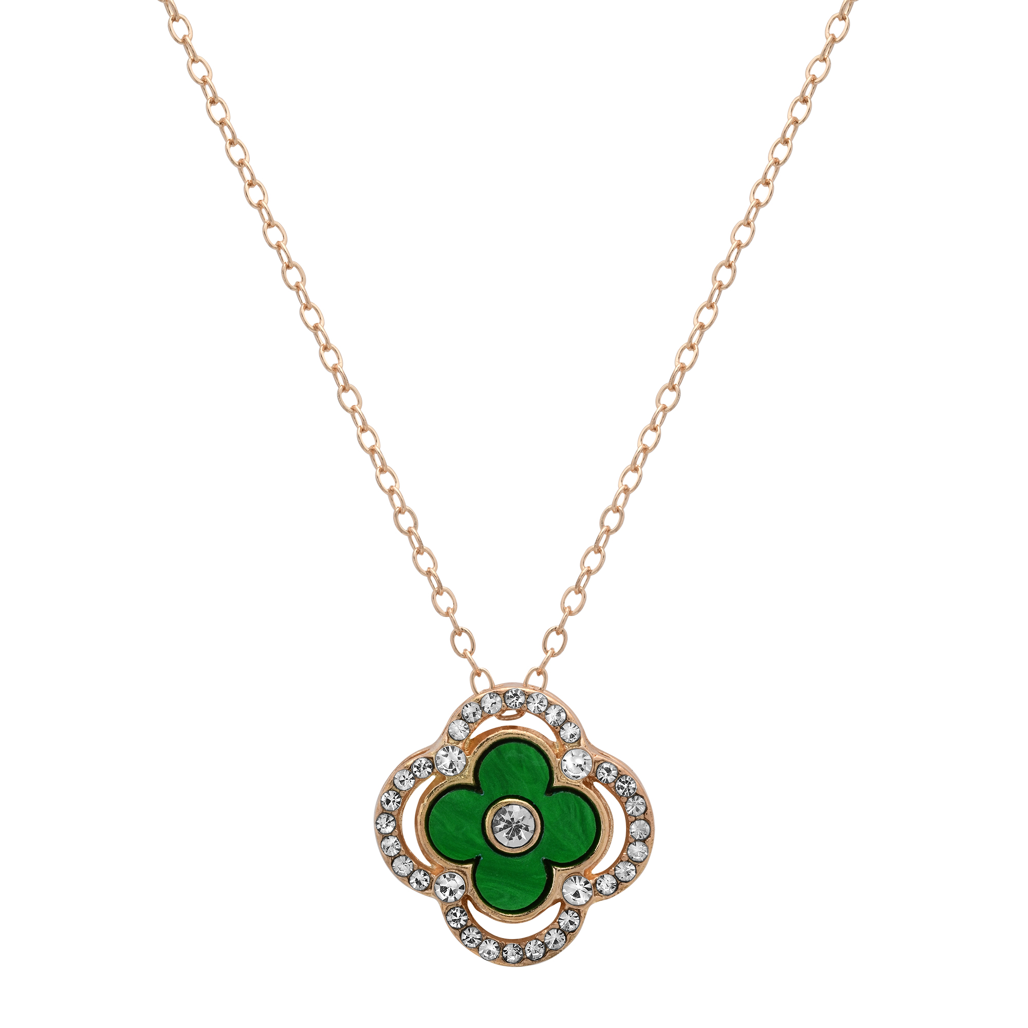 Full CZ Halo Clover Necklace - Gallery 9