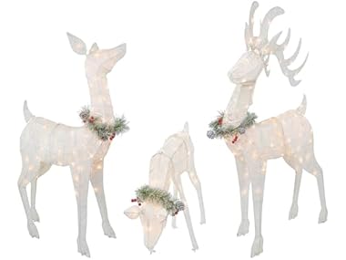 $59.99, Was $199.99, 70% Off! Top Treasures 3-Piece White Fabric Reindeer Family dealfomo