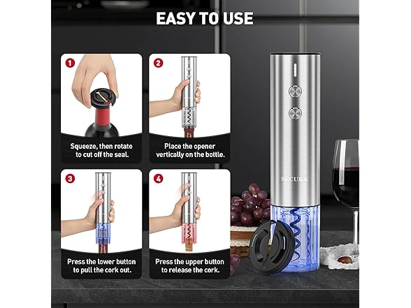 Secura Stainless Steel Electric Wine Opener