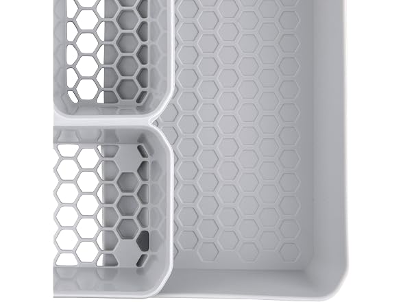 Spectrum HEXA 5-Divider Expandable Silverware Tray (Stone Gray) 
