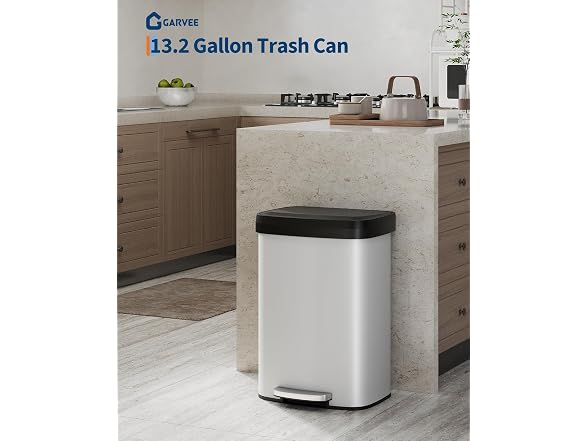 13.2 Gal/50L Stainless Steel Trash Can with Soft-Close