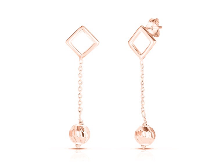 Yeidid Italian 925 Sterling Silver Ball Drop Earrings Plated in 18K Rose Gold