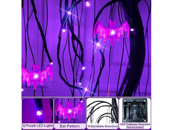 TURNMEON 24 Inch 32 LED Halloween Willow Tree