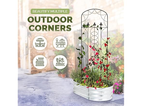 Idzo 71" Metal Garden Trellis Black