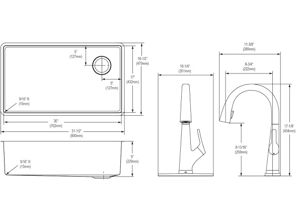 Elkay Crosstown SS 31" Sink Kit w Filtered Faucet