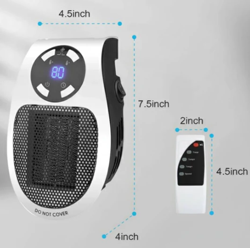 Portable Wall Outlet Space Heater 500W w/ Remote - Gallery 8