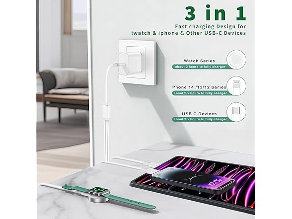 Luckinllyy 3-in-1 Charger for Apple Devices