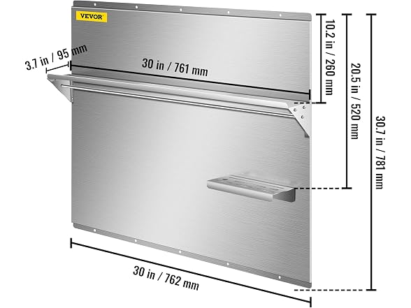 Range Backsplash with Shelf 30 x 30.7 Inch Range