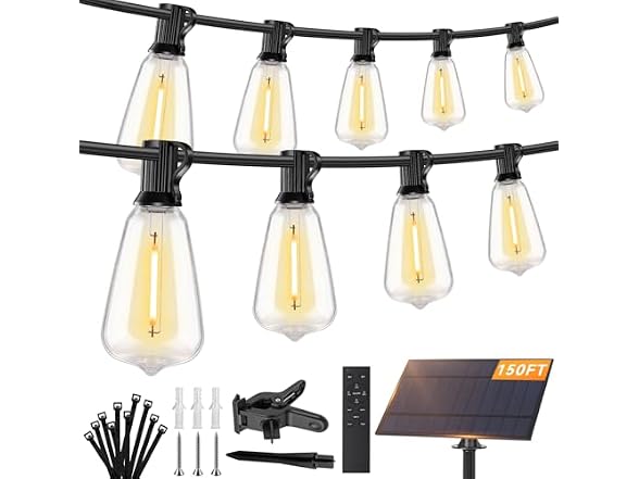 150FT Solar String Lights Outdoor Waterproof with Remote