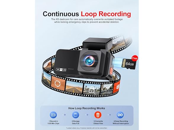 Winail Dash Cam Front Rear 4K+2.5K