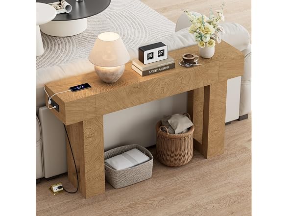 63" Long Console Table w/Outlets & USB Ports