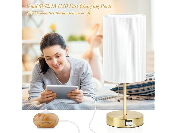 Lakumu 2 Sets Table Lamps with 2 USB