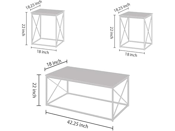 Coral Flower Modern 3 Piece Coffee Table Set