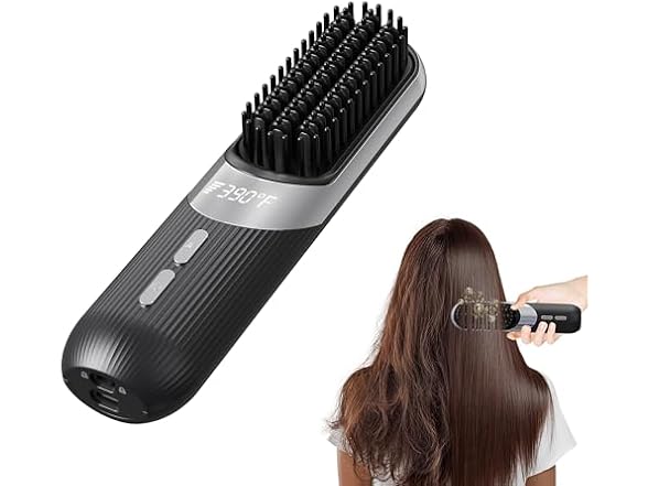 Cordless 2-in-1 AI Smart Hair Styling Brush, Black