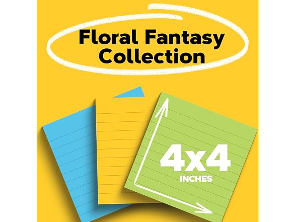 Post-it Notes, 4 x 4 in, Floral Fantasy
