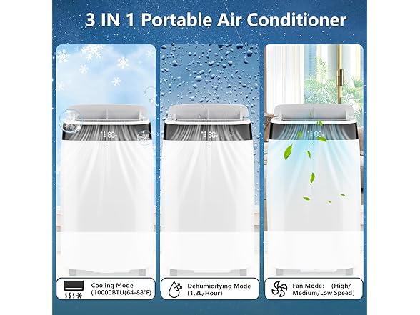 dainslef 10000 BTU 3-in-1 Portable Air Conditioner