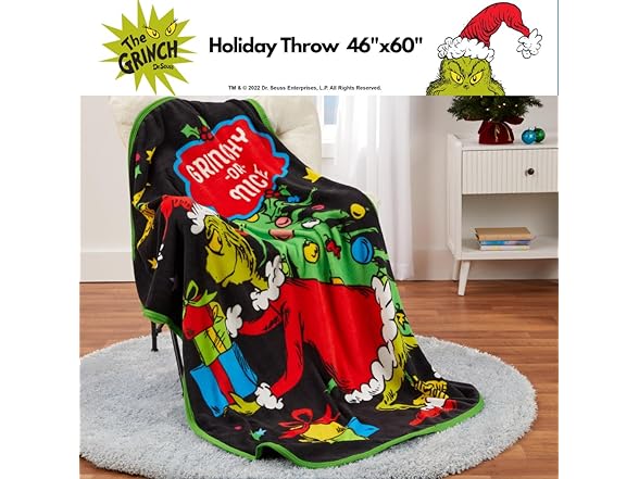 Dr. Seuss The Grinch Throw 46 in x 60 in