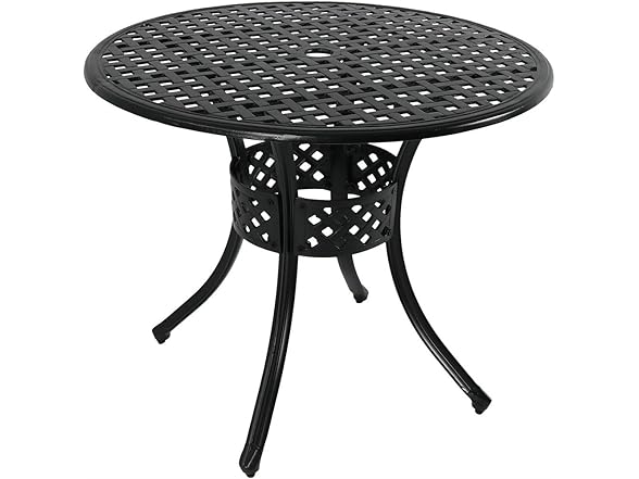 Sunnydaze Decorative Lattice Cast Aluminum Patio Dining Table