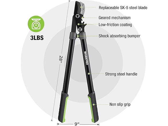 WORKPRO 28" Anvil Lopper Black