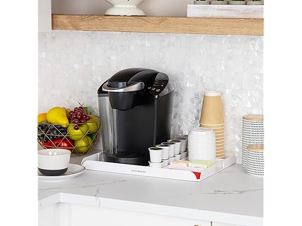 Mind Reader Coffee Station Serving Tray, White