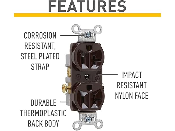 Pass&Seymour 20A Duplex Outlet Brown