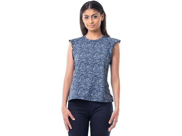Lee Women Ruffle Sleeve Crewneck Tank Top