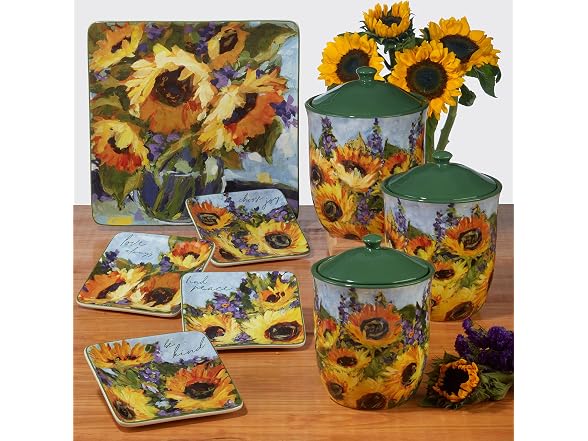 Sunflower Bouquet 38 oz. Soup/Pasta Bowls, Set of 4
