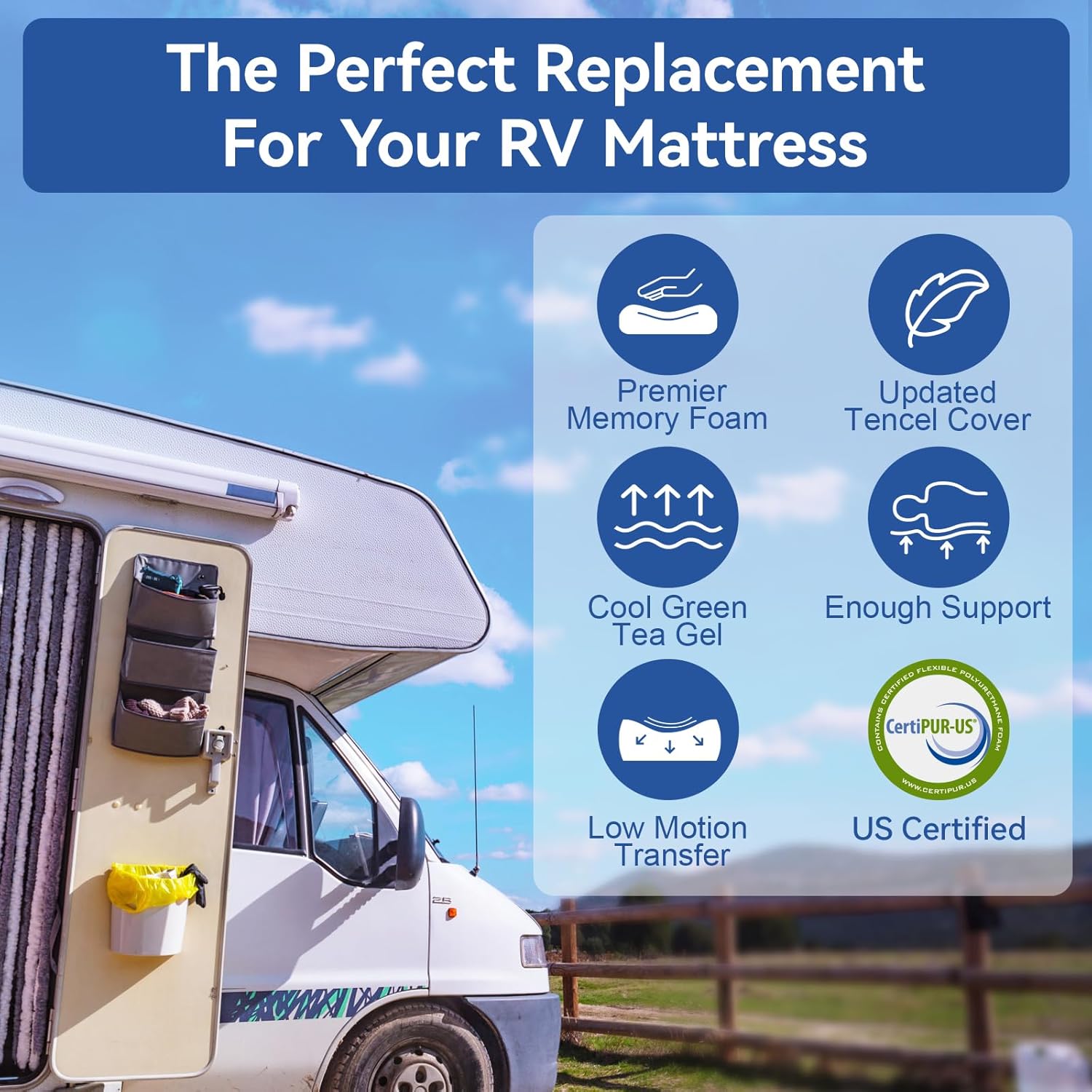 WEUP 10 Inch Short King RV Mattress with Tencel Cover - Gallery 9