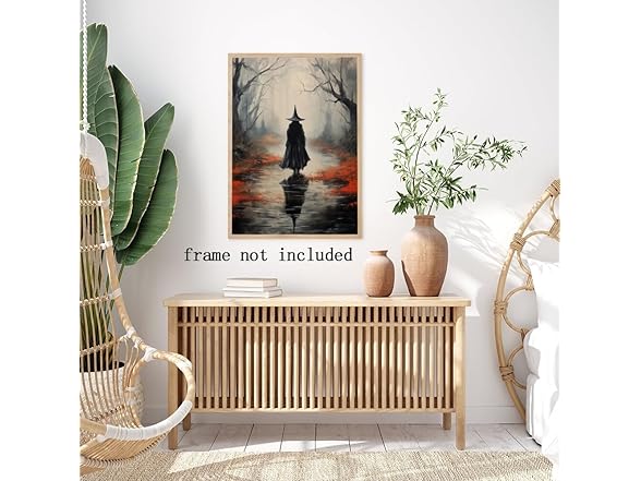 Witch in haunted forest painting