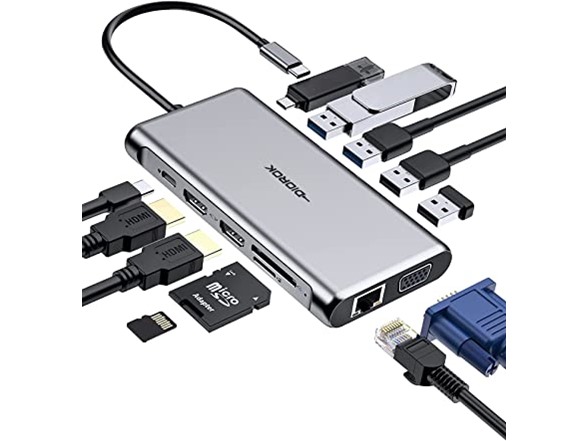 12 in 1 USB C Docking Station Dual Monitor (Open Box)