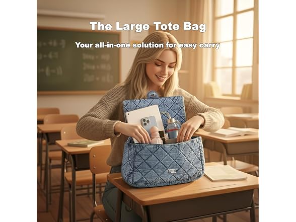 VEWWA Quilted Denim Tote Bag