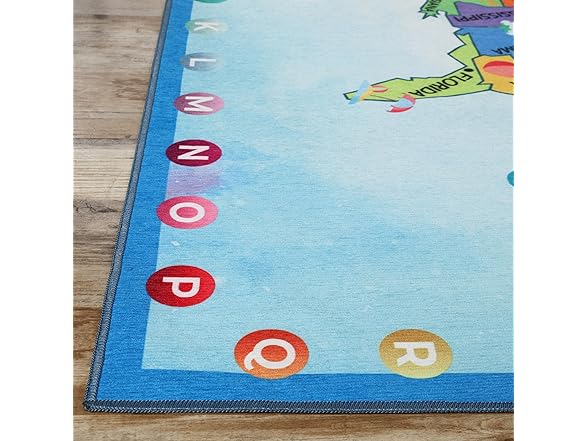 Superior Map Non-Slip Kids Washable Indoor Area Rug