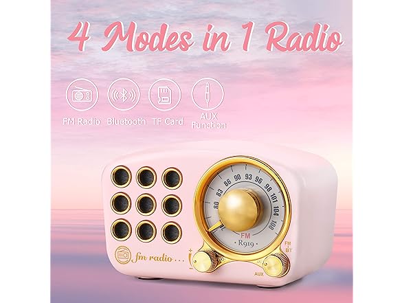 Retro FM Bluetooth Speaker, Pink