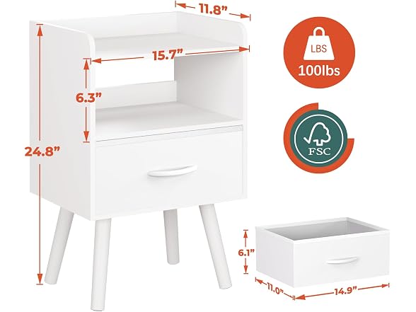 Modern Nightstand with Drawer