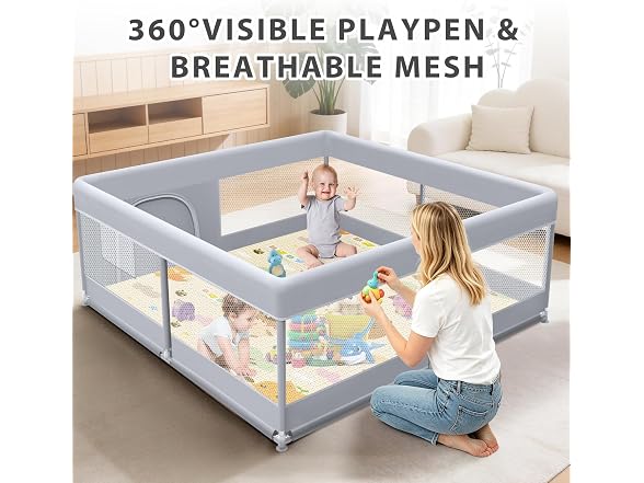 XVISHX 50x50" Baby Playpen with Mat