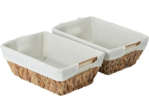Sukkiri Homu Wicker Storage Basket with Handles 2 Pack Hyacinth 
