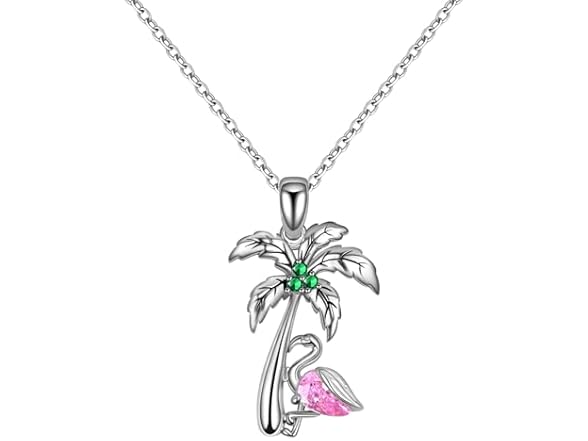 AGNURCADE Necklace Tropical Tree Flamingo