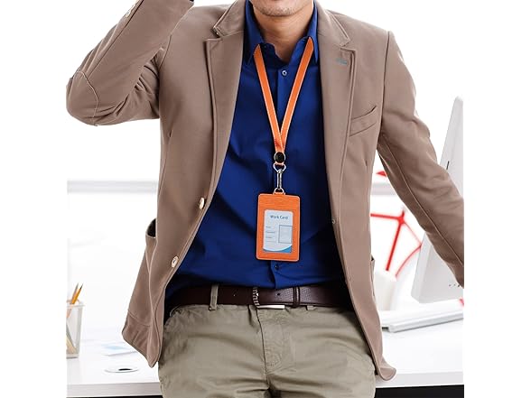 Faux Leather Vertical Badge Holder