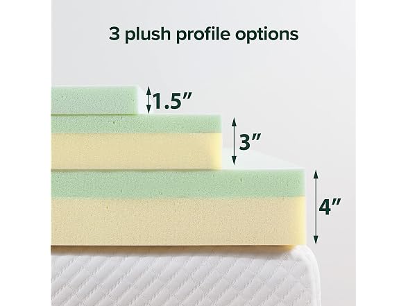Zinus Green Tea Memory Foam Mattress Toppers, Twin